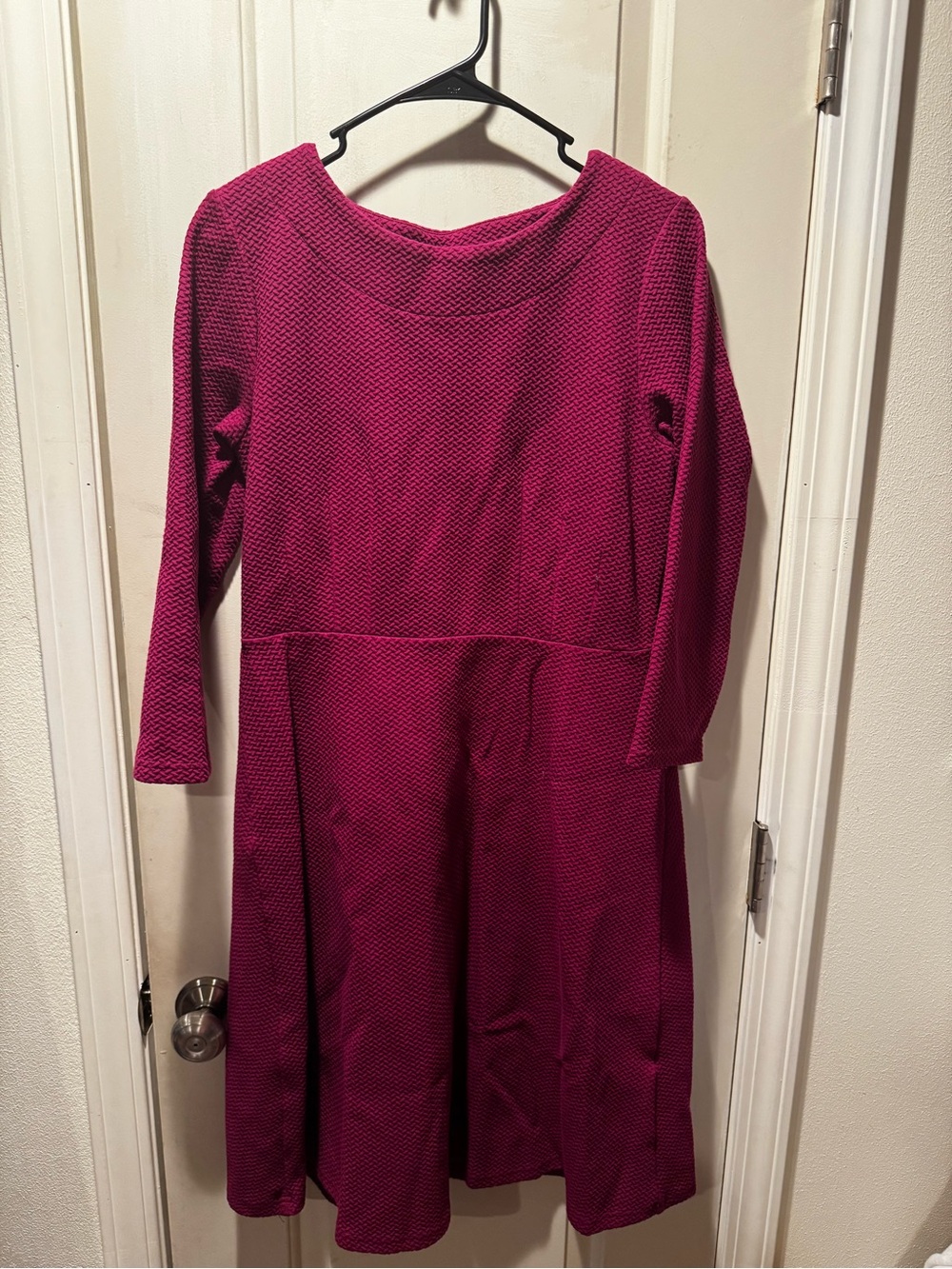 Joules Girls Raspberry Textured Long Sleeve A-Line Dress